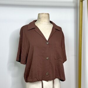 Moa Moa Chocolate Button-Down‎ Women's Shirt